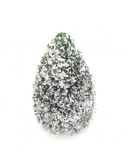 Tradineur - Abeto nevado decorativo 19 x 8 cm, árbol de navidad artificial en miniatura para mesa, repisa, ventana, decoración n