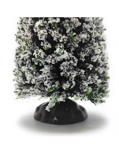 Tradineur - Abeto nevado decorativo 19 x 8 cm, árbol de navidad artificial en miniatura para mesa, repisa, ventana, decoración n