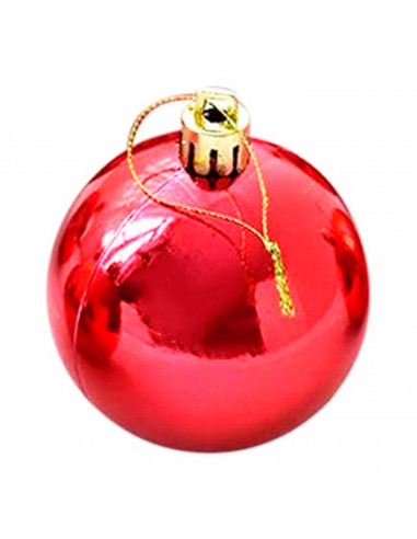Pack de 12 bolas de navidad rojas, diámetro 8 cm, con cordón dorado para colgar en el árbol o abeto navideño, adornos festivos c