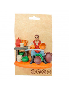 Tradineur - Figura de alfarero para belén navideño 7,3 x 8,7 x 4,2 cm, durexina, figura decorativa nacimiento, pesebre, navidad,