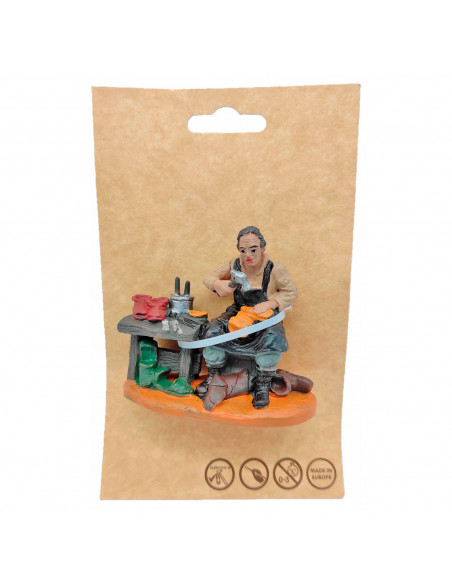 Tradineur - Figura de zapatero para belén navideño 6,5 x 7,5 x 4 cm, durexina, figura decorativa nacimiento, pesebre, navidad, d