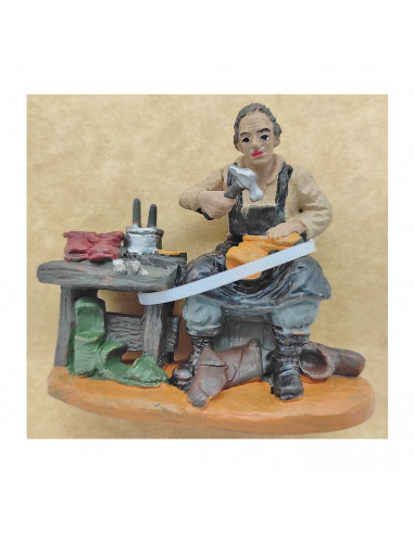 Tradineur - Figura de zapatero para belén navideño 6,5 x 7,5 x 4 cm, durexina, figura decorativa nacimiento, pesebre, navidad, d
