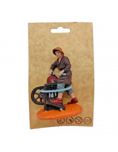 Tradineur - Figura de afilador para belén navideño 9 x 6,5 x 4 cm, durexina, figura de oficios decorativa nacimiento, pesebre, n