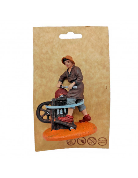 Tradineur - Figura de afilador para belén navideño 9 x 6,5 x 4 cm, durexina, figura de oficios decorativa nacimiento, pesebre, n