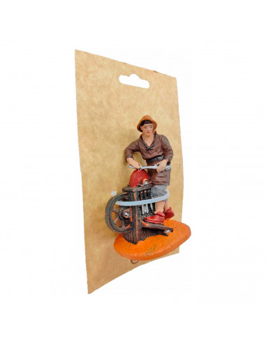 Tradineur - Figura de afilador para belén navideño 9 x 6,5 x 4 cm, durexina, figura de oficios decorativa nacimiento, pesebre, n