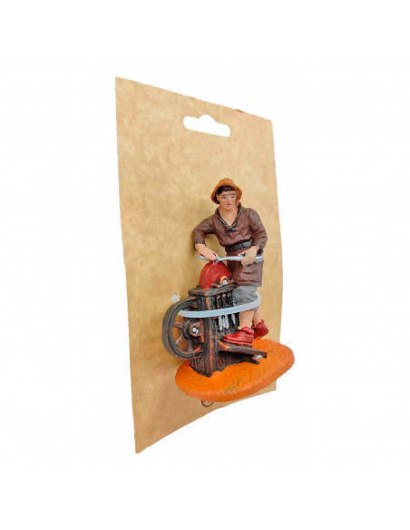 Tradineur - Figura de afilador para belén navideño 9 x 6,5 x 4 cm, durexina, figura de oficios decorativa nacimiento, pesebre, n