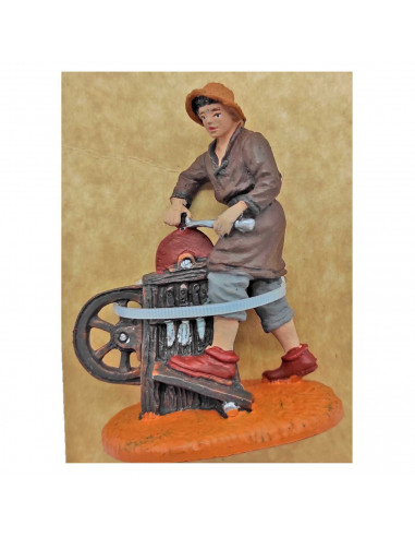 Tradineur - Figura de afilador para belén navideño 9 x 6,5 x 4 cm, durexina, figura de oficios decorativa nacimiento, pesebre, n