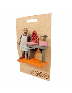 Tradineur - Figura de carnicero para belén navideño 8,5 x 9 cm, durexina, figura decorativa oficios nacimiento, pesebre, navidad 2