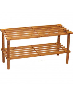 Tradineur - Zapatero de madera 2 niveles, estantería, mueble zapatero de madera 2 alturas multiuso, soporte para zapatos - 63 x