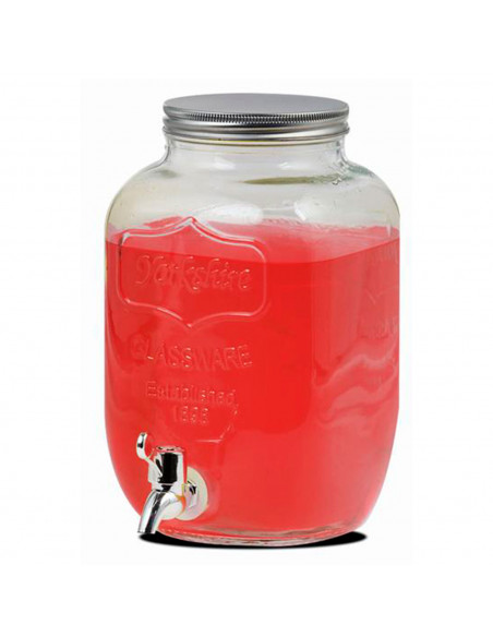 Tradineur - Tarro dispensador con grifo - Fabricado en Cristal Transparente - Capacidad de 8 Litros - Recipiente para servir agu