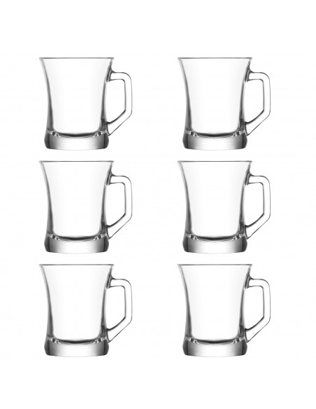 Tradineur - Caja de 6 vasos Modelo Zen+ - Capacidad de 225 ML - Fabricado en Vidrio Resistente - Apto para lavavajillas - Tamaño