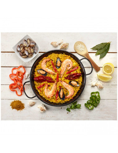 Tradineur - Paellera valenciana esmaltada, diámetro 18 cm, 1 ración, color negro, cocinar arroces, apta para gas, vitrocerámica,