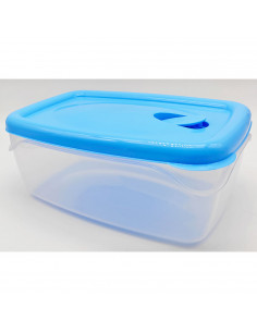 Fiambrera rectangular de plástico 2 litros, 22,5 x 15,5 x 9,5 cm, tapa con agujero, recipiente para guardar alimentos, apto para 2