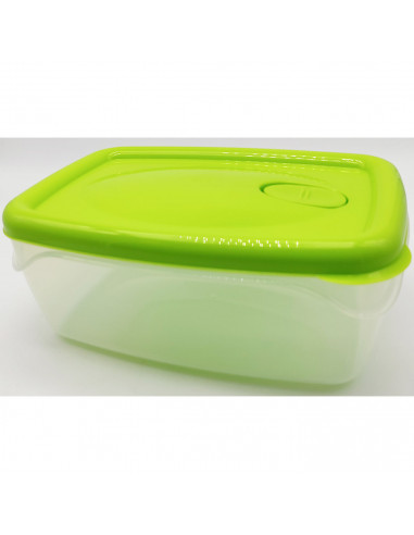 Fiambrera rectangular de plástico 2 litros, 22,5 x 15,5 x 9,5 cm, tapa con agujero, recipiente para guardar alimentos, apto para