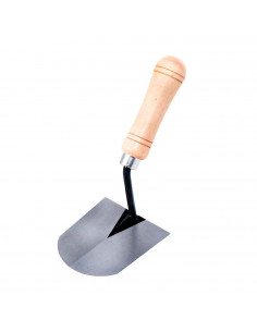Tradineur - Paleta de albañil modelo solador con punta redonda, mango de madera barnizado, paleta redondeada, albañilería, brico