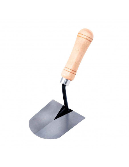 Tradineur - Paleta de albañil modelo solador con punta redonda, mango de madera barnizado, paleta redondeada, albañilería, brico