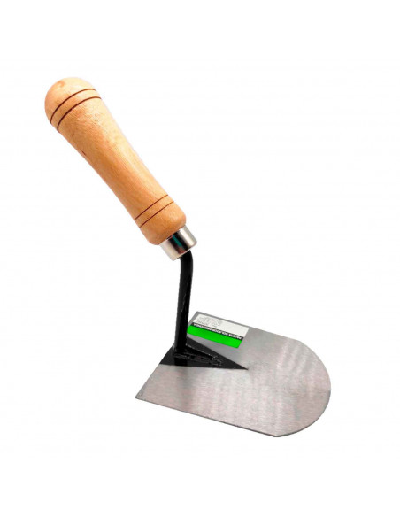 Tradineur - Paleta de albañil modelo solador con punta redonda, mango de madera barnizado, paleta redondeada, albañilería, brico