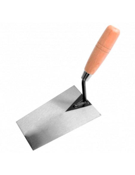 Tradineur - Paleta de albañil modelo norte con punta recta, mango de madera barnizado, paleta recta de albañilería, bricolaje, 1