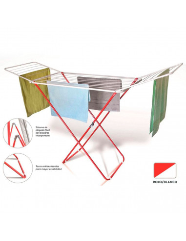 Tradineur - Tendedero plegable metálico con alas, 20 metros de espacio de tendido, soporte para tender la ropa en interior o ext