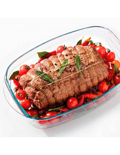 Tradineur - Fuente para horno rectangular - Fabricado en Vidrio - Apto para horno, microondas, congelador y lavavajillas - 2,6 L 2