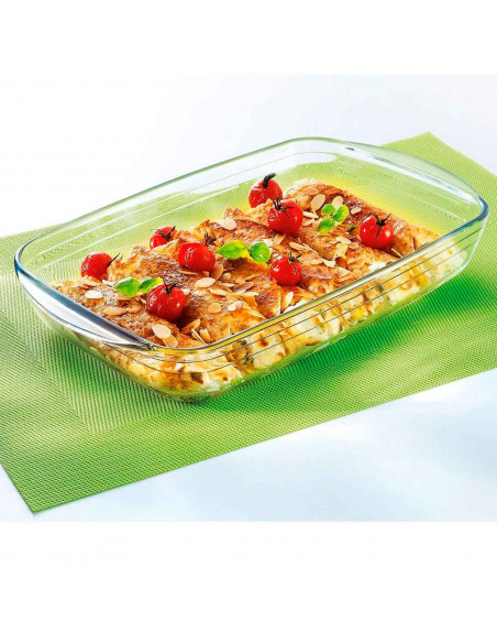 Tradineur - Fuente para horno rectangular - Fabricado en Vidrio - Apto para horno, microondas, congelador y lavavajillas - 2,6 L