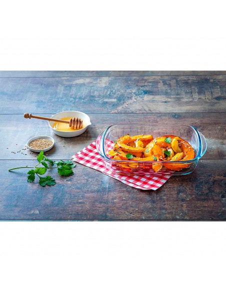 Tradineur - Fuente para horno rectangular - Fabricado en Vidrio - Apto para horno, microondas, congelador y lavavajillas - 2,6 L