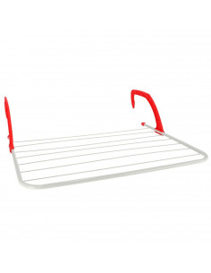 Tradineur - Tendedero plegable para balcón o radiador, metal y plástico, 7 metros de tendido, soporte para tender ropa (Rojo y b