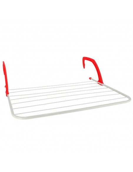 Tradineur - Tendedero plegable para balcón o radiador, metal y plástico, 7 metros de tendido, soporte para tender ropa (Rojo y b