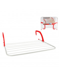 Tradineur - Tendedero plegable para balcón o radiador, metal y plástico, 7 metros de tendido, soporte para tender ropa (Rojo y b 2