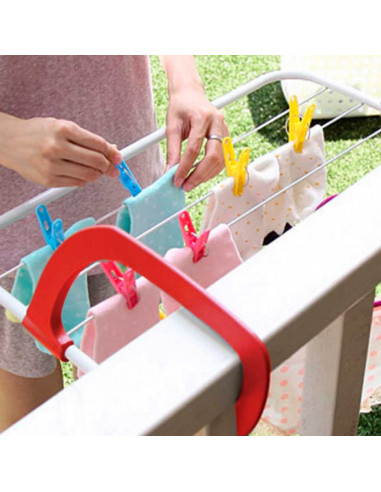 Tradineur - Tendedero plegable para balcón o radiador, metal y plástico, 7 metros de tendido, soporte para tender ropa (Rojo y b