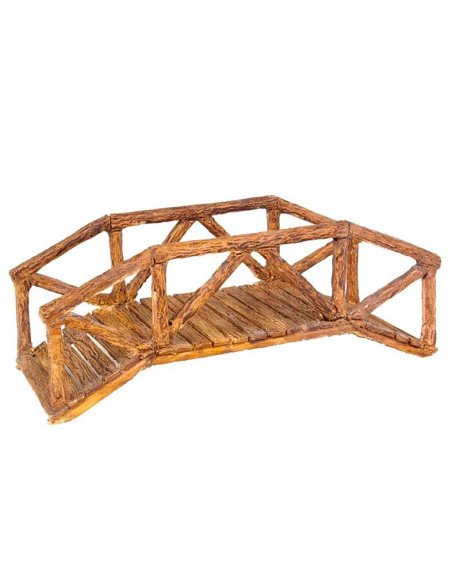 tradineur - Puente con troncos para portal de belén, durexina, pasarela, figura nacimiento, pesebre, navidad, decoración tradici