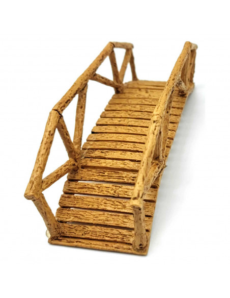 tradineur - Puente con troncos para portal de belén, durexina, pasarela, figura nacimiento, pesebre, navidad, decoración tradici