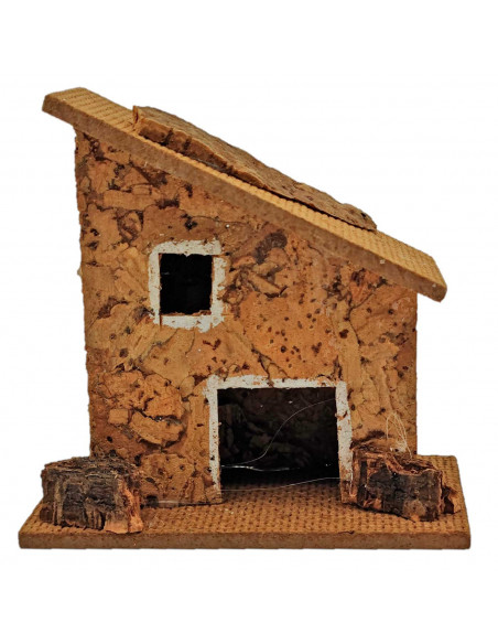 Tradineur - Casita rural de corcho y resina para belén navideño, casa decorativa de pueblo, aldea para nacimiento, pesebre, navi