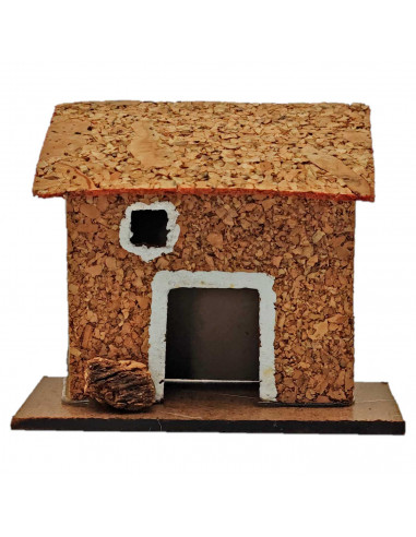Tradineur - Casita rural de corcho y resina para belén navideño, casa decorativa de pueblo, aldea para nacimiento, pesebre, navi