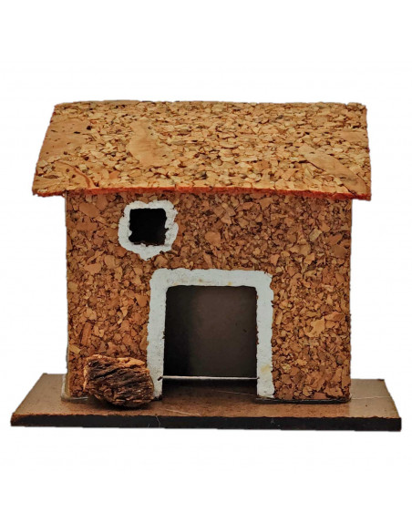 Tradineur - Casita rural de corcho y resina para belén navideño, casa decorativa de pueblo, aldea para nacimiento, pesebre, navi