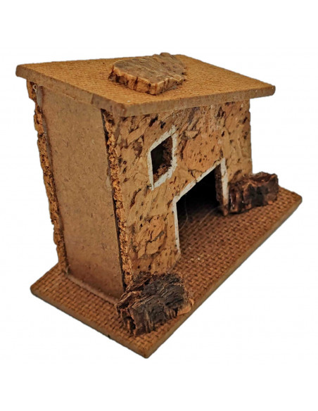 Tradineur - Casita rural de corcho y resina para belén navideño, casa decorativa de pueblo, aldea para nacimiento, pesebre, navi