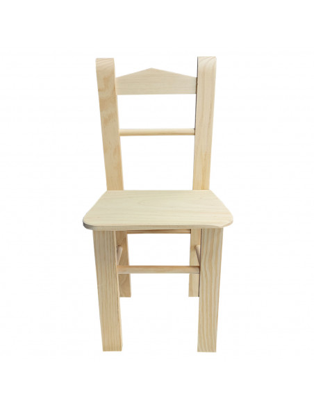 Tradineur - Silla infantil de madera natural, respaldo de pico, altura del asiento 29 cm, silla para niños sin tratar con reposa