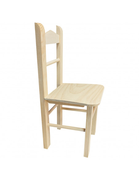 Tradineur - Silla infantil de madera natural, respaldo de pico, altura del asiento 29 cm, silla para niños sin tratar con reposa