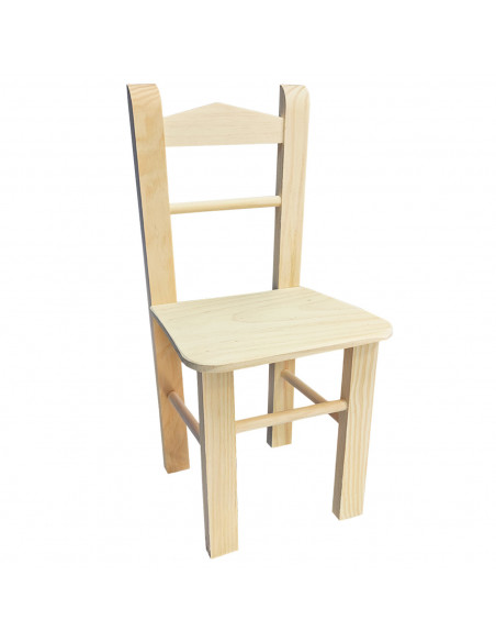 Tradineur - Silla infantil, madera natural, respaldo de pico, altura del asiento 23 cm, silla para niños sin tratar con reposapi