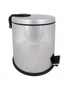 Cubo basura metálico con pedal, papelera cilíndrica de metal para baño, cocina, aseo u oficina (20 litros, 35,5 x 31,5 x 40 cm)