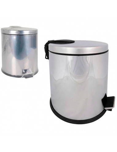 Cubo basura metálico con pedal, papelera cilíndrica de metal para baño, cocina, aseo u oficina (20 litros, 35,5 x 31,5 x 40 cm)