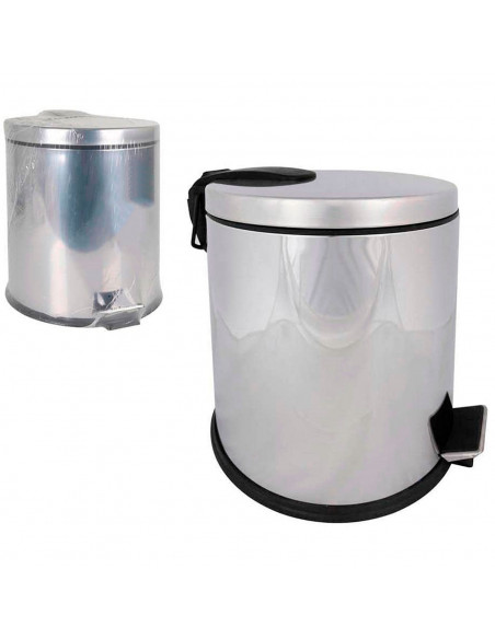 Cubo basura metálico con pedal, papelera cilíndrica de metal para baño, cocina, aseo u oficina (20 litros, 35,5 x 31,5 x 40 cm)