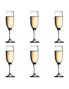 Tradineur - Set de 6 copas de cava de cristal, modelo Imperial, champán, cócteles, resistentes, aptas para lavavajillas, celebra