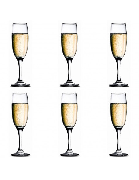 Tradineur - Set de 6 copas de cava de cristal, modelo Imperial, champán, cócteles, resistentes, aptas para lavavajillas, celebra