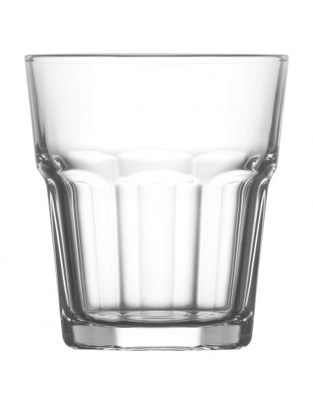 Tradineur - Set de 6 vasos de cristal, modelo Aras, resistentes, base gruesa, servir agua, licores, bebidas, fiestas, uso diario