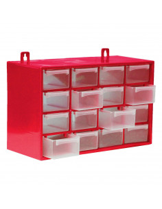Tradineur - Clasificador apilable con 16 cajones 17 x 27 x 12 cm. Módulo, estante organizador de plástico para piezas pequeñas,