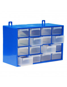 Tradineur - Clasificador apilable con 16 cajones 17 x 27 x 12 cm. Módulo, estante organizador de plástico para piezas pequeñas, 2