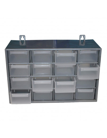Tradineur - Clasificador apilable con 16 cajones 17 x 27 x 12 cm. Módulo, estante organizador de plástico para piezas pequeñas,