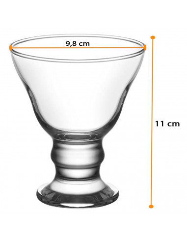 Tradineur - Set de 6 copas de helado, cristal liso, modelo orion, diseño sofisticado y elegante, postres, cócteles, aptas para l