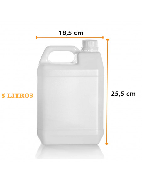 Garrafa de plástico translúcido apto para uso alimentario, bidón, tangue, jarra, ideal para almacenar y transportar agua, bebida